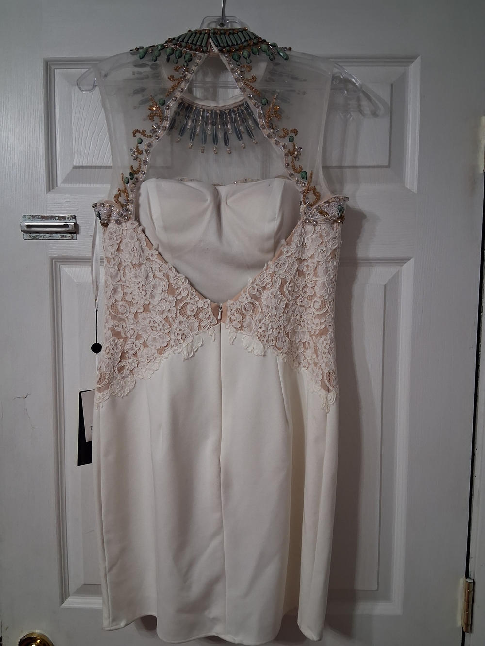 New Sherri Hill New Size 12 White Lace With Embellishments Evening Dress - Picture 3 of 9